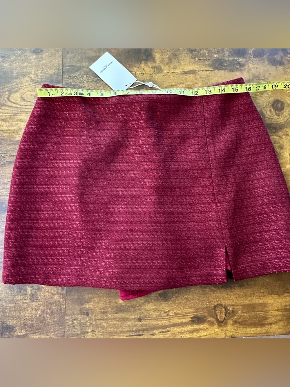 NWT Amanda Uprichard Burgundy Textured Tweed Wrap Front Mini Skort Size L